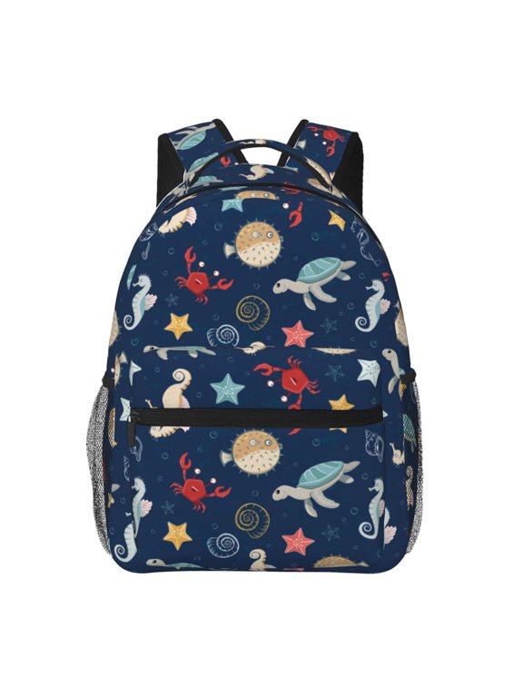 Sea Creatures Backpack, a stylish and functional choice for both men and women, is the perfect basic bookbag for college, work, or travel