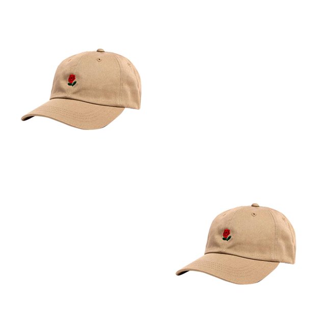 Guardurnaity Gorra de béisbol con bordado de rosas florales para hombre y mujer, gorra de lona ajustable de algodón con visera Caqui 2piezas