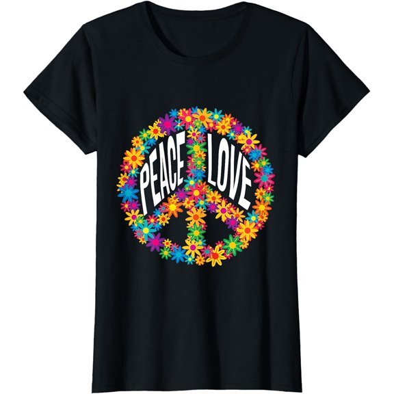 Floral Hippie Peace Sign Gift Peace T-Shirt