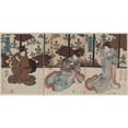 thumbnail image 2 of Utagawa Kuniyoshi 14x9 Black Ornate Wood Framed Double Matted Museum Art Print Titled: Tsubone Iwafuji Churo Onoe Meshituki Hatsu (1848), 2 of 5