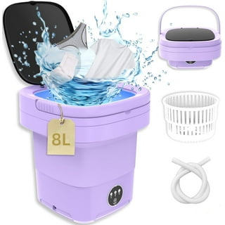 8L Portable Washing Mini Foldable Sock Underwear Panties Retractable Household Washing Machine with Spinning Dry for Travel