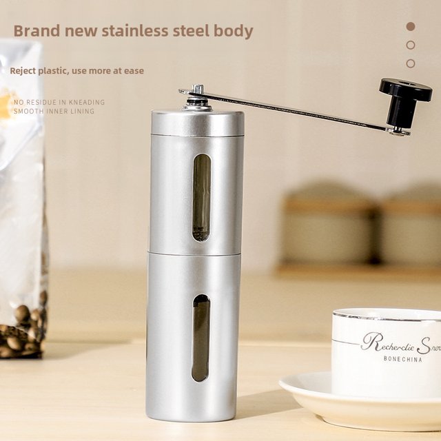 2946 Hand-Crank Coffee Grinder: Portable Manual Bean Mill with Efficient Grinding, Durable Construction & Sleek Design – Ideal for Daily Home & Café Use, Black