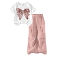 thumbnail image 2 of ITSAME Girls Outfit Set Bow Print T-Shirt and Cargo Pants 2-Piece Summer Fashion Casual Clothes Pink Size 14, 2 of 7