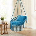thumbnail image 6 of Hendoct Boho Macrame Hanging Swing Chair with 2 Cushions, Cotton Hammock Chair, 330lbs Capacity, 2 Hanging Methods for Indoor Outdoor Patio (Navy), 6 of 10