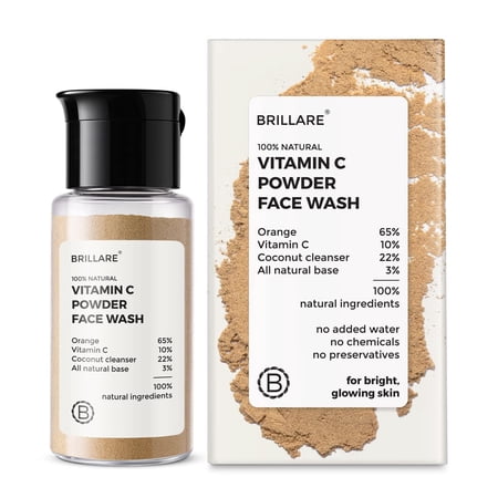 Brillare Vitamin C Face Wash For Pigmentation & Dark Spots, Coconut & Orange Face Wash For Skin Brightening, 100% Natural Powder Facewash, 15G
