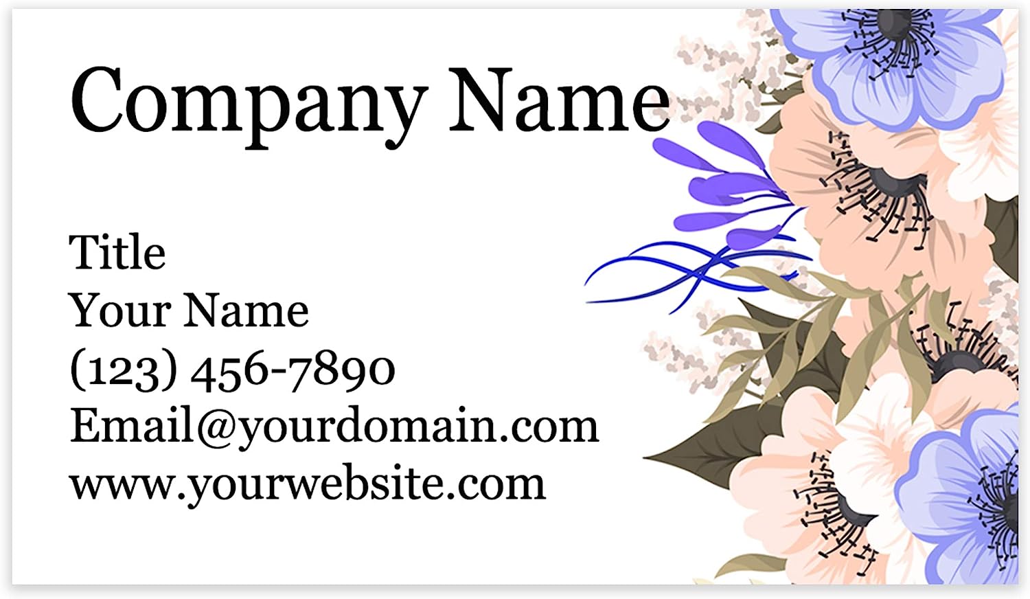Personalized Floral Design Business Cards 3.5" X 2" Recycled Or Matte