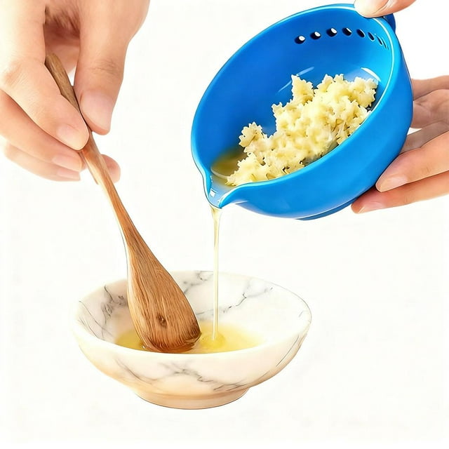 2 in 1 Porcelain Herb Stripper Bowl Garlic Grater Tool, Ceramic Garlic Grinding Multi-Functional Garlic Grinder Bowl Kitchen Prep Tool for Ginger, Garlic, Cheese & Herbs
