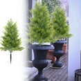 thumbnail image 2 of Artificial Cypress Topiary Tree 19.6 Inch, UV Resistant Fake Cedar Shrubs with Ground Spike, Outdoor Indoor Decor for Porch, Garden, Pathway Landscaping - Realistic Pruned Design, 2 of 7
