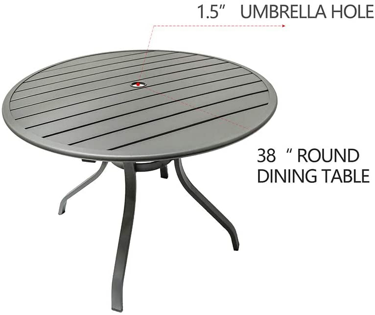 Manta Usa 5 Pieces Outdoor Dining Set, 38 Round Dining Table