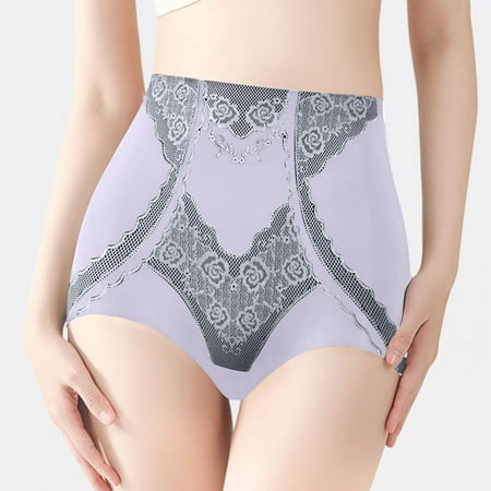 LEBONYARD Panties for Women Women s High Waisted Compression and Body Shaping Pants with Ice Silk and Seamless Naked Feeling Large Size for Hip Lifting and Abdominal Compression Purple M