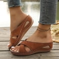 thumbnail image 6 of DIVVce Crisscross Cutout Wedge Slide Sandals For Women Open Toe Slip On Comfort Stitched Casual Footwear, 6 of 7