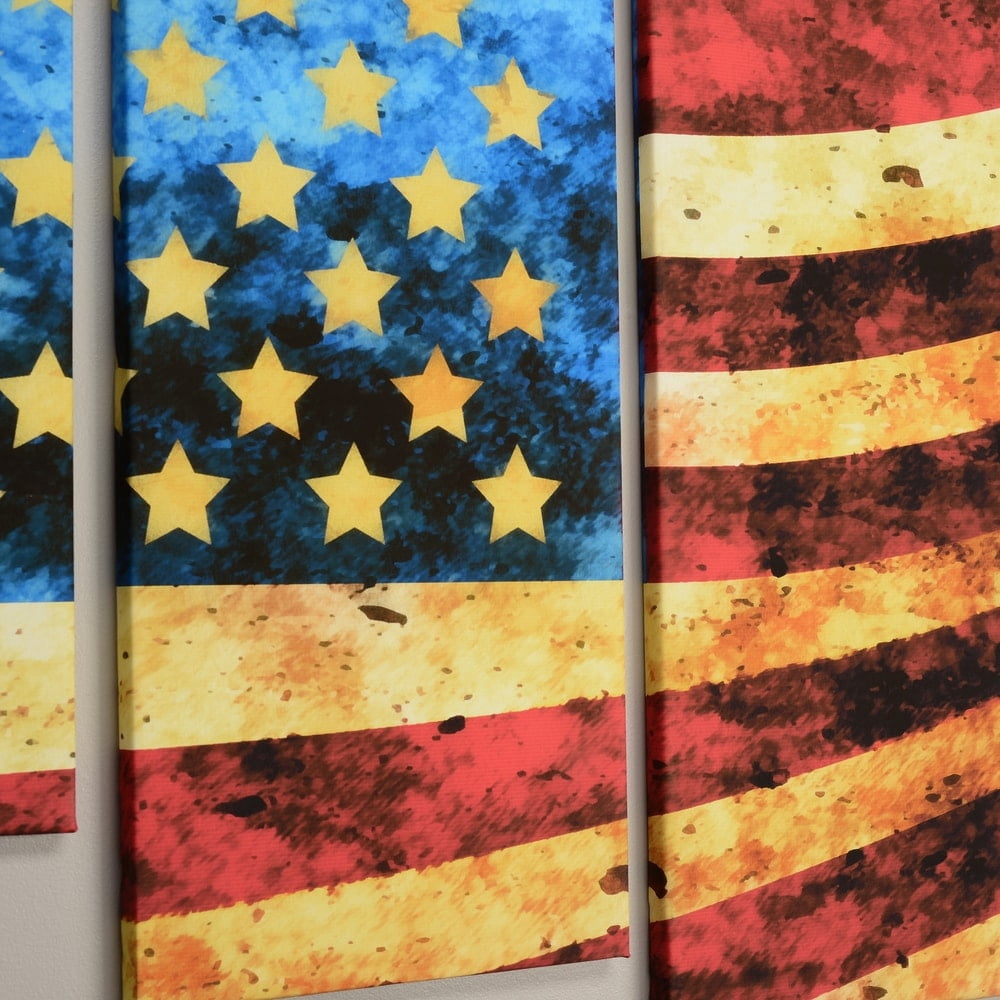 DESIGN ART God Bless America Flag' Canvas Art Set 32 in. wide x 16 in. high - 1 Panel