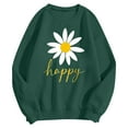 thumbnail image 4 of Arlun Graphic Sweatshirts for Women Cute Flower Pattern Funny Letter Print Oversized Crew Neck Hoodless Sweatshirt Long Sleeve Drop Shoulder Loose Casual Fashion Pullover Tops 2025 Dark Green1 M, 4 of 5