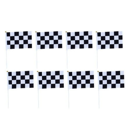 

50pcs Mini Race Flags Checkered Hand Flag for Nascar Tiny Car Racing Flags (Black White)