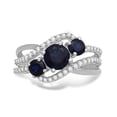 thumbnail image 2 of Jewelili Sterling Silver With Round Created Blue and White Sapphire Bypass 3-Stone Ring Size 7, 2 of 5