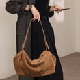 thumbnail image 5 of Suede Cow Leather Hobo Bag, Soft Slouch Shoulder Handbag, 13.78x5.91x7.87inch, 5 of 7