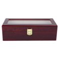 thumbnail image 1 of 5 Compartment Wooden Watch Storage Box with Clear Window and Non-Slip, 1 of 3