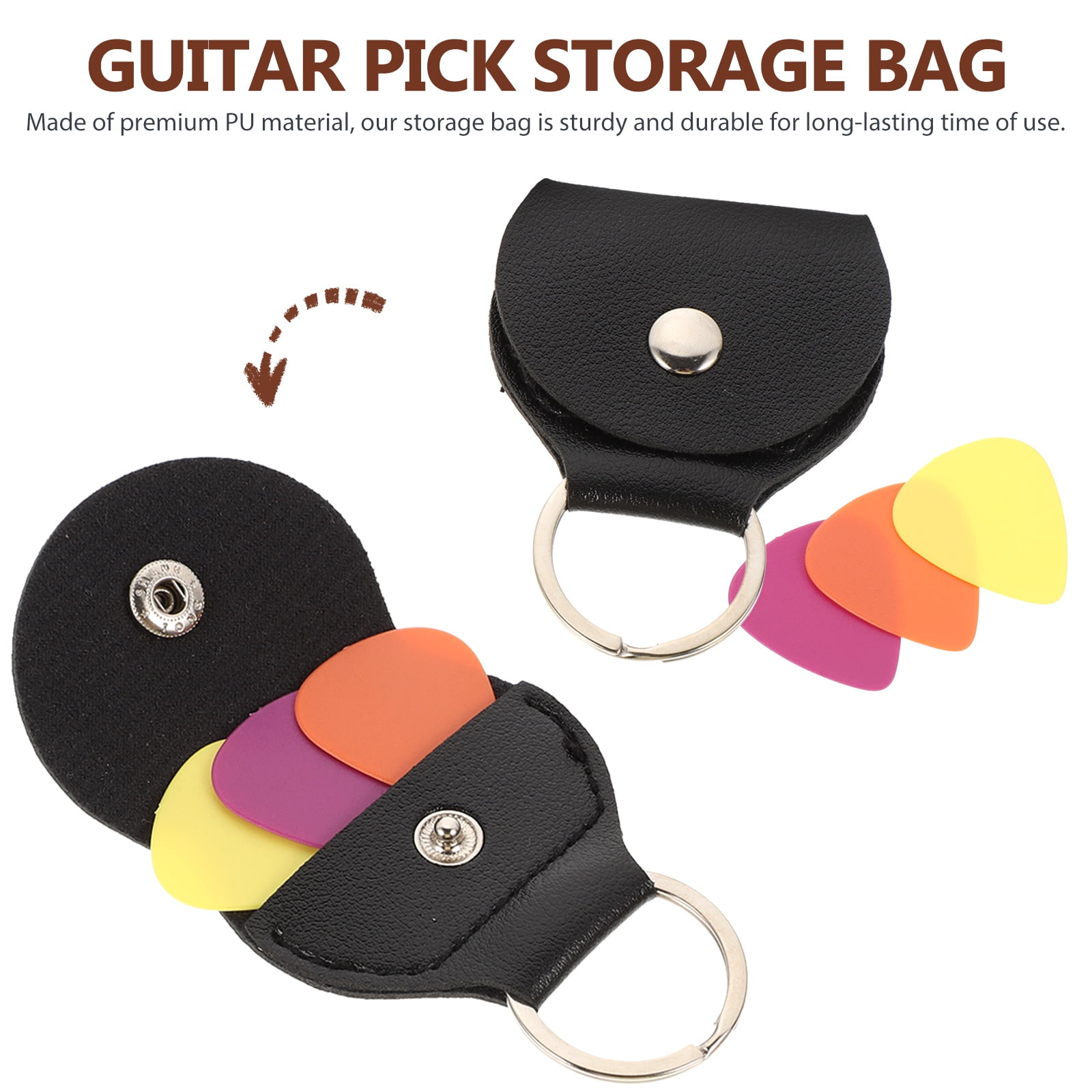 HOMEMAXS 2 Sets  of PU Guitar Picks Storage Bags Portable Guitar Pick Containers Guitar Picks