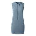 thumbnail image 3 of ERkkoi Plus Size Womens Summer Dresses Casual Soli Drawstring Sleeveless Hooded Sundresses For Women BU2 M, 3 of 6