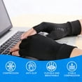 thumbnail image 5 of Goldeer Copper Compression Arthritis Gloves for Men & Women, Open Finger Copper Infused Compression Gloves for Hand Pain & Stiff Joints, Black, Size M, 5 of 7