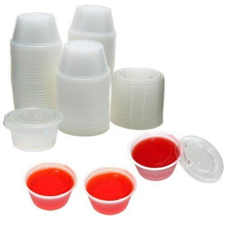 Polar Ice PI125200CT 125 Count Plastic Jello Shot Cups with Lids, 2-Ounce Translucent