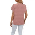 thumbnail image 3 of TEMOFON Womens Summer Tops Chiffon Blouses Short Sleeve Crew Neck Shirts Summer Casual Polka Dot Tops Pink, 3 of 4