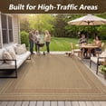 thumbnail image 4 of SIXHOME Outdoor Rugs 5'x7' Patio Rug Modern Bordered Indoor Outdoor Rugs Polypropylene Washable Non Shedding, Easy Clean, Waterproof, Durable Outdoor Carpet for Porch Balcony Deck Neutral Brown, 4 of 8