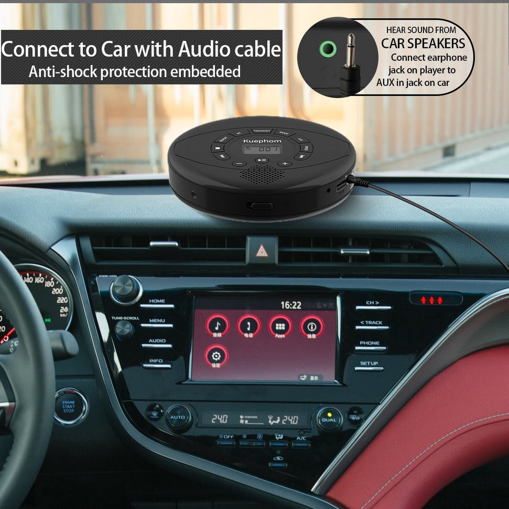 KUEPHOM Portable CD Player Speaker,Rechargeable Discman,CD Walkman Support MP3,USB,Earbud,Anti Skip.