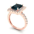 thumbnail image 2 of Clara Pucci 14K Rose Gold Solid Gold LondonBlueTopaz Solitaire with Accents Anniversary Ring for Women - 3.84 cttw Emerald Cut, 2 of 8