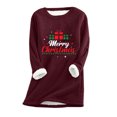 thumbnail image 1 of Pntutb Hauts de Noël à Manches Longues pour Femmes Mode Féminine Impression de Noël Manches Régulières Hiver Ample Vacances Décontracté Col Rond Chemise Hauts, 1 of 2
