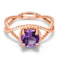 thumbnail image 3 of Gem Stone King 1.20 Ct Round Purple Amethyst 18K Rose Gold Plated Silver Ring, 3 of 6