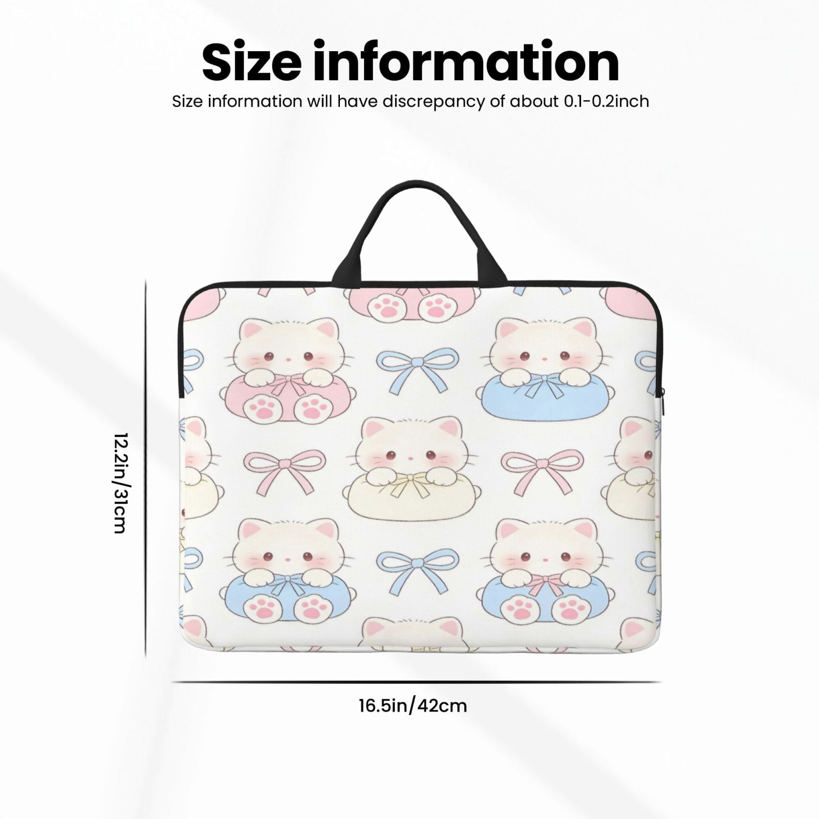 Laptop Sleeve Bag For Women Men 14inch Waterproof Durable Protective Computer Carrying Cover Handle Laptop Case Bag Bow And Cat