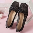 thumbnail image 5 of Miluxas Woven Ballet Flats for Women Cute Mary Janes Bow Elastic Strap Summer Straw Comfortable Casual Dressy Shoes Black 9.5(43), 5 of 8