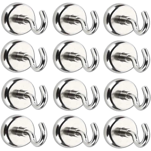 12pcs 16mm Magnetic Hooks,100 lb Strong Magnet with Hook for Fridge,Extra Strength Industrial Hooks for Hanging, Magnetic Hanger