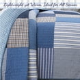 thumbnail image 6 of Cozy Line Home Fashions Blue Jean Plaid Stripe Tartan Patchwork Cotton Twin Reversible Quilt Bedding Set, 6 of 6