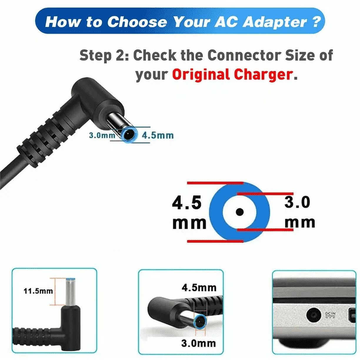19.5V 2.31A 45W AC Power Laptop Adapter Supply Charger Cord for HP pavilion X360 M3 11 13 15 Folio 1040 G1 G2 G3 HSTNN-CA40 7400015-001 740015-003 - image 3 of 6