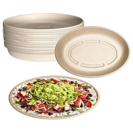 

32oz Oval Disposable Compostable Paper Burrito Bowls Heavy-Duty Eco-Friendly Oval Bowls Natural Bagasse Unbleached Heat Resistant 100% Biodegradable Salad Bowls Alternative to Plastic (250)