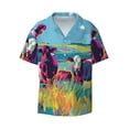 thumbnail image 5 of Picia Pop Art Colorful Cows Men's Linen Shirts Short Sleeve Cuban Beach Shirts Casual Shirts Button Down Shirt for Men Beach Summer Wedding Shirt-Large, 5 of 7