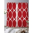 thumbnail image 4 of Red Abstract Semi Sheer Curtains 84 Inch Length 2 Panels Set, Modern White Geometric Twisted Art Sheer Kitchen Curtain Privacy Voile Window Curtain for Living Room Bedroom Rod Pocket Drapes, 4 of 7