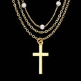 thumbnail image 2 of Handcrafted Layered Gold Cross Pendant Necklace, 2 of 4