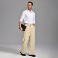thumbnail image 6 of FEDTOSING Mens Wide Leg Fleece Lined Dress Pants Old Money Baggy Elastic Waist Relaxed Trousers, 6 of 8