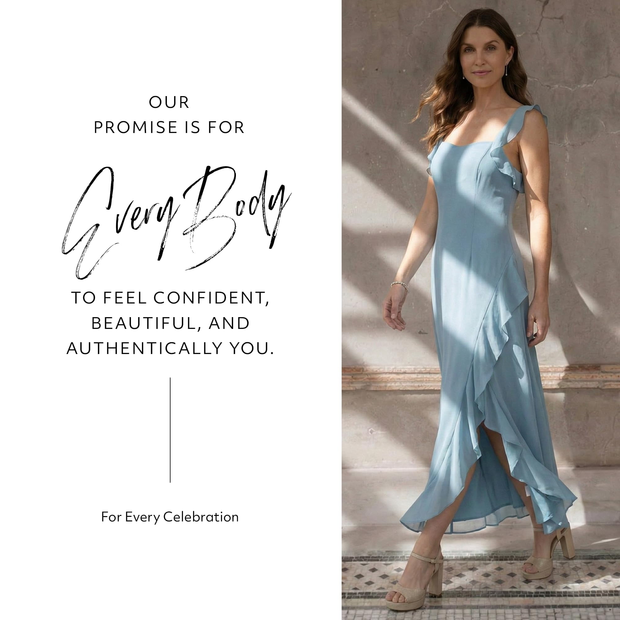 Kirablend Odette Chiffon Ruffle Sheath Dress with Side Slit