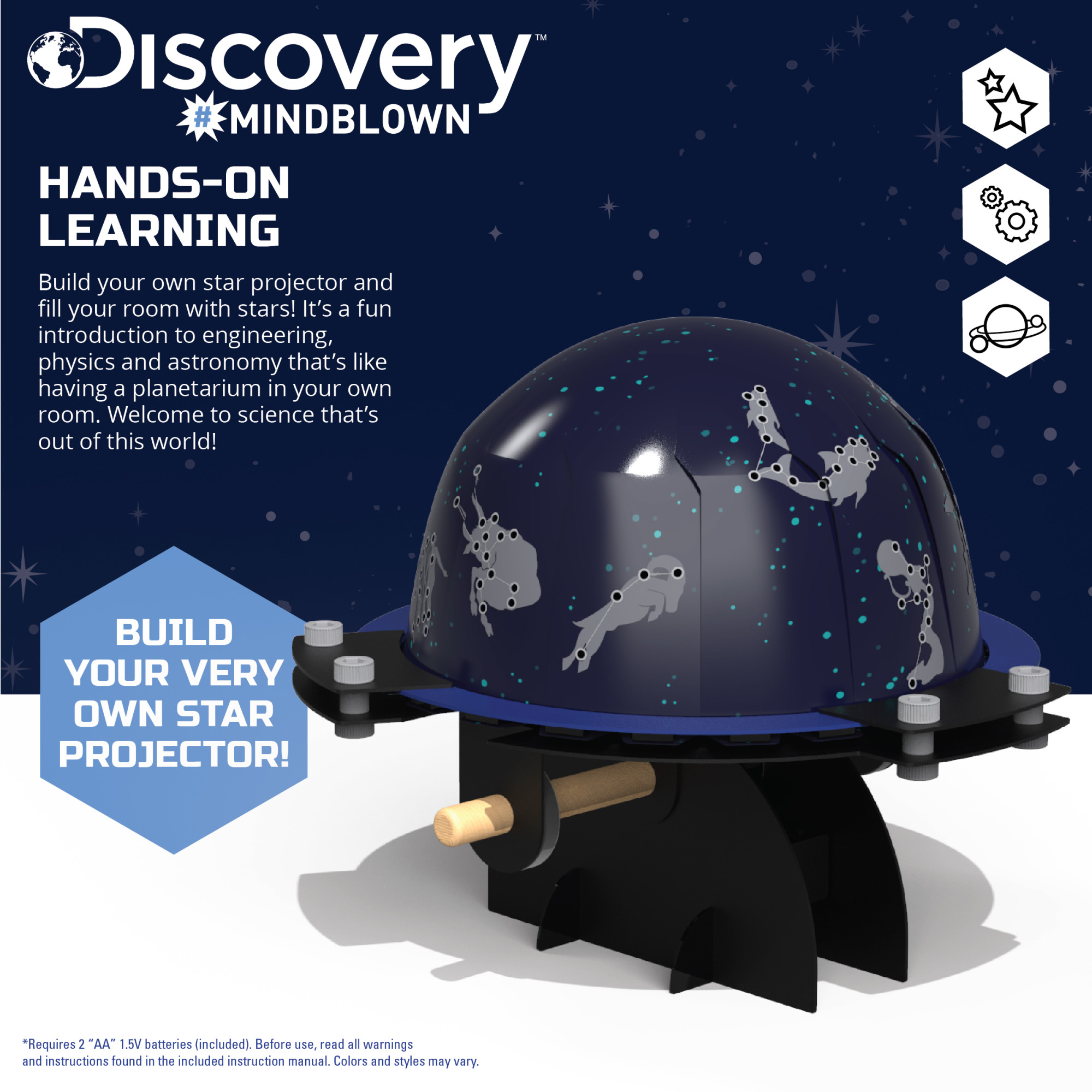 Discovery™ #Mindblown DIY Planetarium Star Projector Science Kit, Hands on Astronomy, 41-Pieces - image 5 of 12