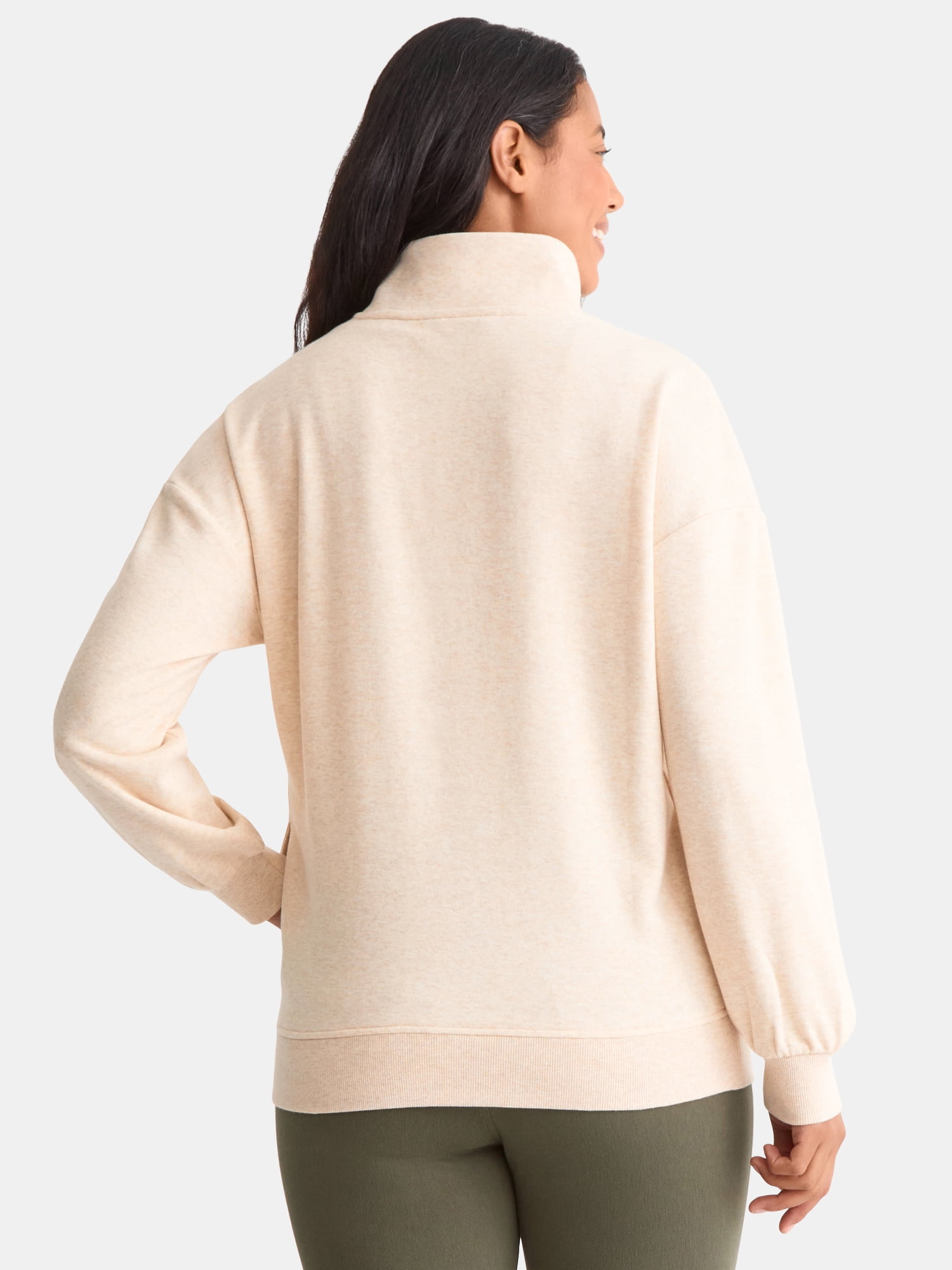 Time and Tru Women's Fashion Terry Snap Sweatshirt, Sizes XS-XXXL