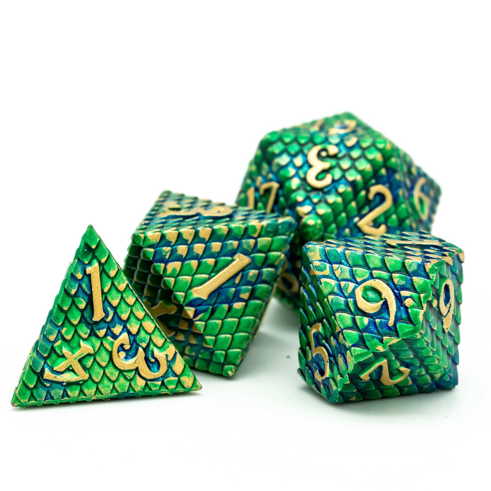 Cusdie 7PCS/Set DND Metal Dice, Dragon Scale Metal Dice Set, Polyhedral Dice Set, for Role Playing Game D&D Dice MTG Pathfinder
