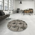 thumbnail image 4 of Ahgly Company Machine Washable Indoor Round Transitional Black Area Rugs, 6' Round, 4 of 7