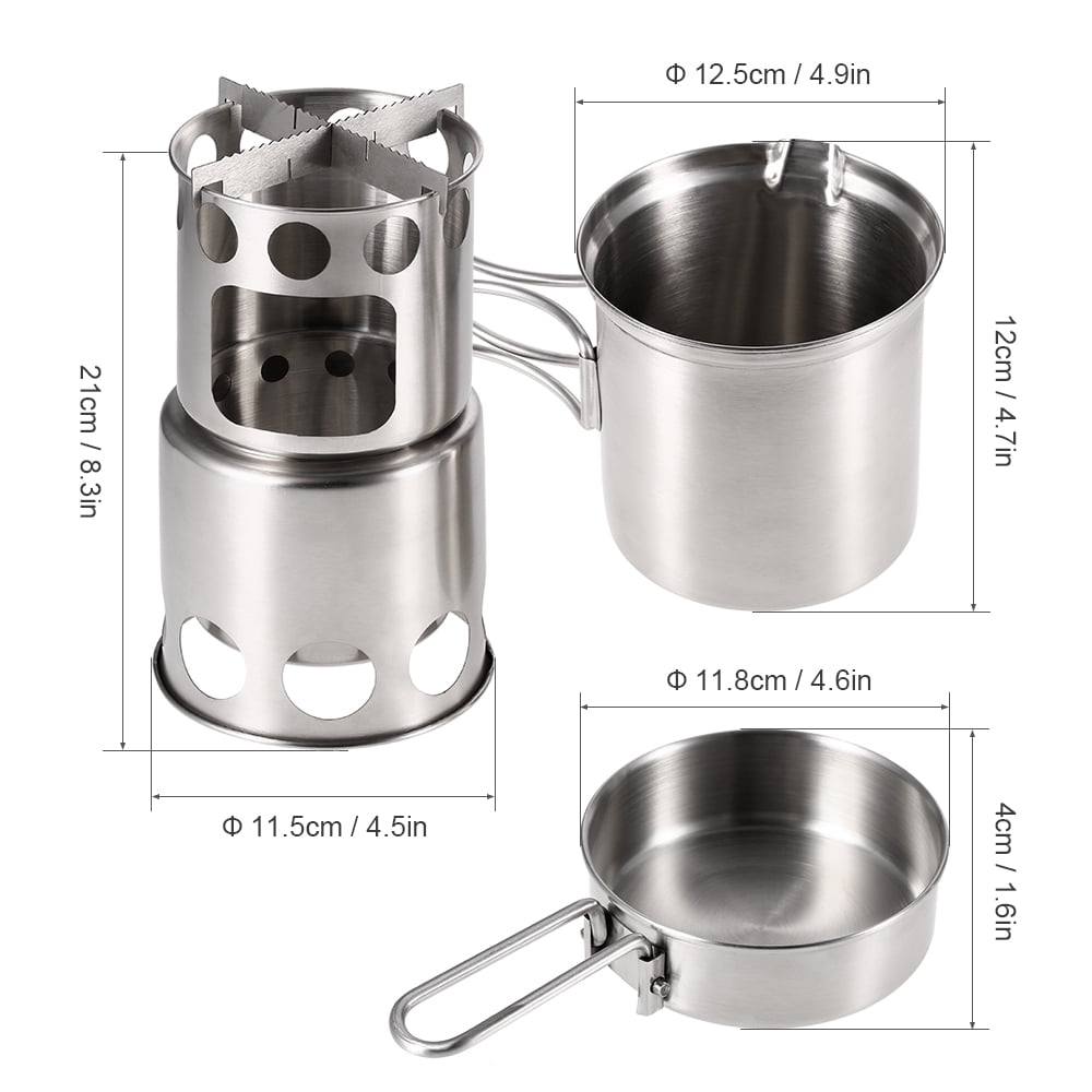 Camping Portable Camping Stove Combo Wood Burning Stove And Cooking Pot Set For Outdoor Backpacking Fishing Hiking