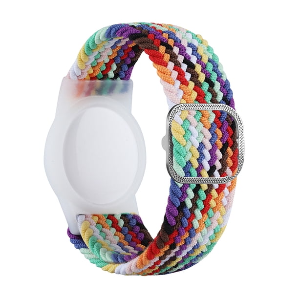 Funda protectora TPU Antirrayas con pulsera de Nailon Bsvklp para Apple Airtag arco Iris