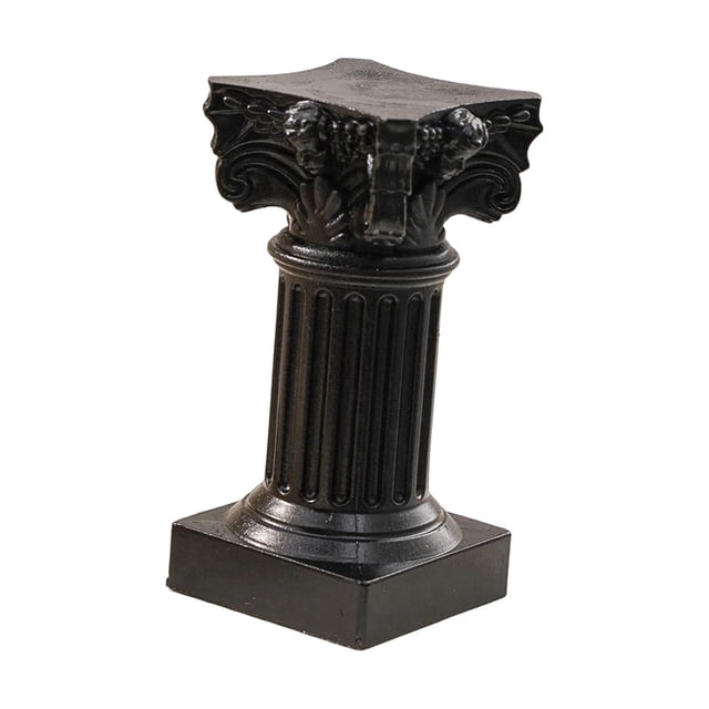 Estatua de pedestal en miniatura, columna griega, portavelas, pilar romano Negro