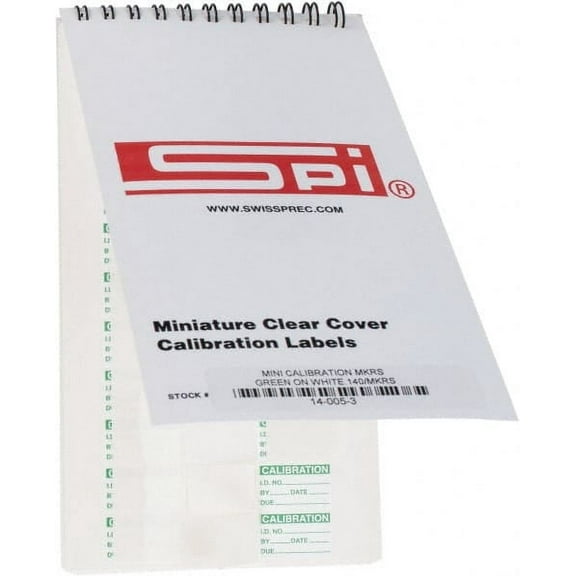 140 Count SPI Miniature Clear-Cover Calibration Labels: 1" x 5/8", Green Print on White